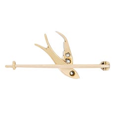 Broche oiseau victorienne en diamants et rubis de 0,25 carat, années 1880