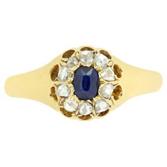 Victorian 0.25ct Sapphire and Diamond Cluster, hallmarked 1878