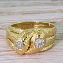 Victorian 0.30 Carat Old Cut Diamond Double Serpent Ring
