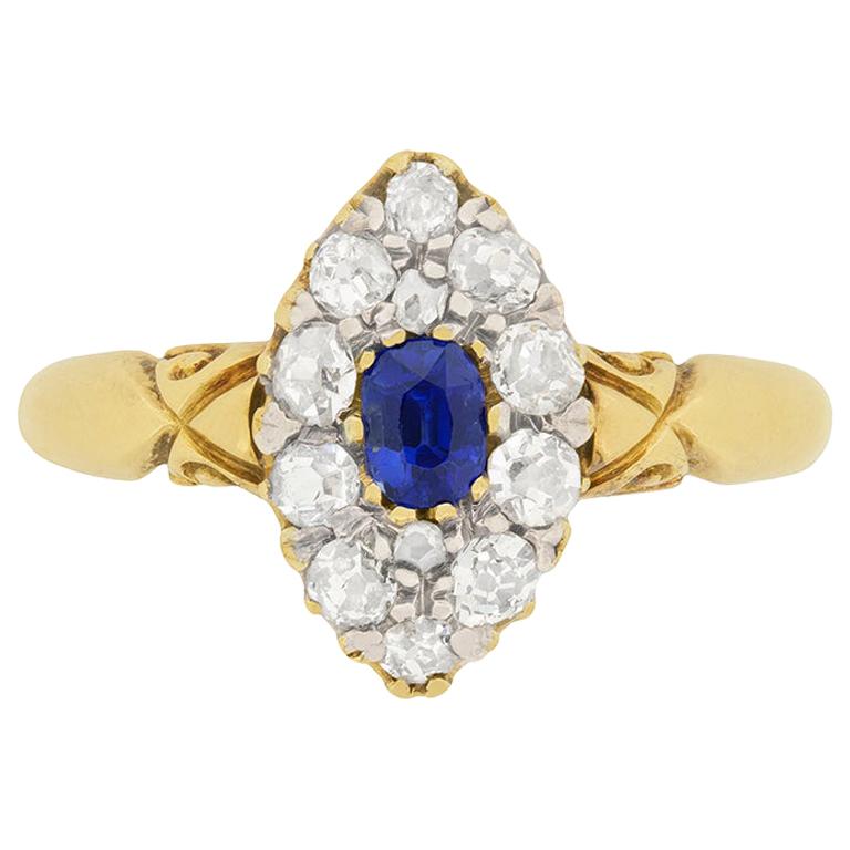 Victorian 0.30 Carat Sapphire and Diamond Ring, circa 1900s For Sale