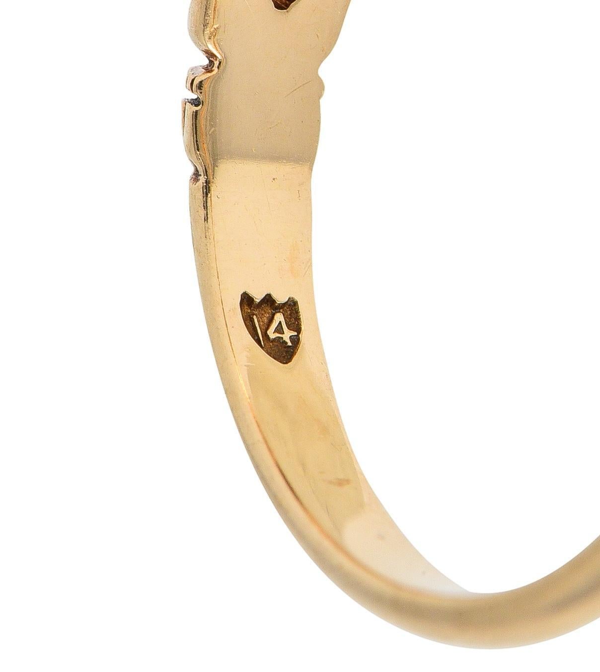 Victorian 0.30 CTW Old Mine Diamond 14 Karat Gold Antique Engagement Ring 6