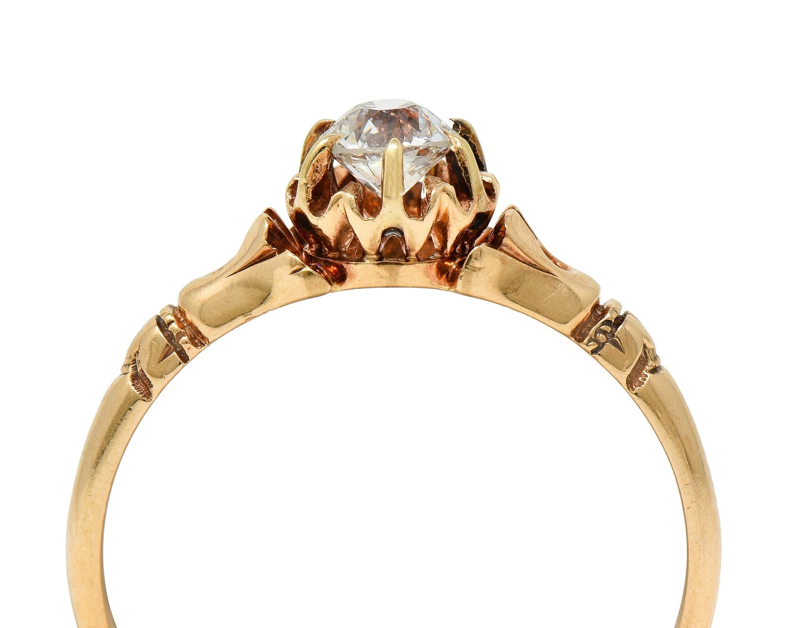 Victorian 0.30 CTW Old Mine Diamond 14 Karat Gold Antique Engagement Ring 1