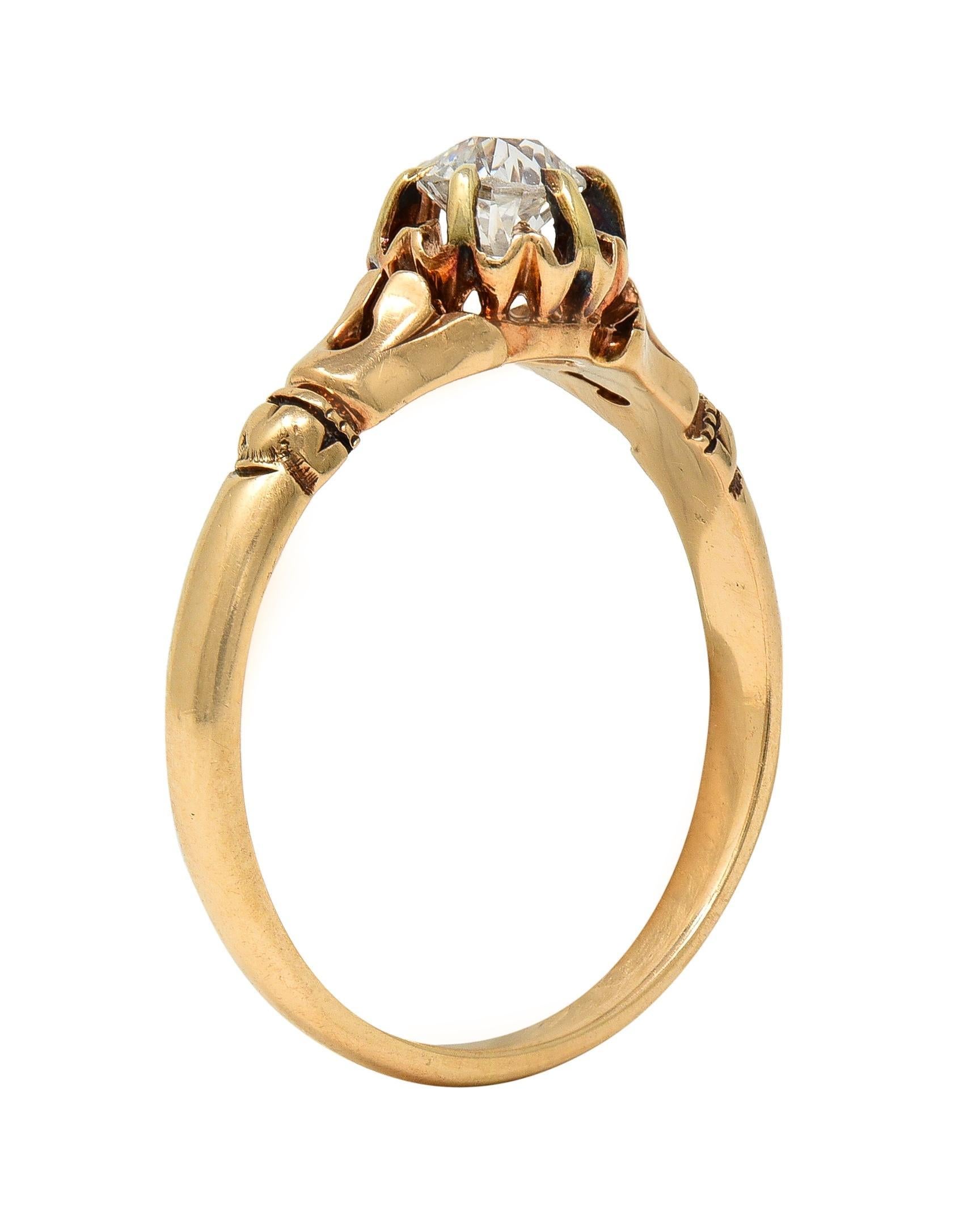 Victorian 0.30 CTW Old Mine Diamond 14 Karat Gold Antique Engagement Ring 4