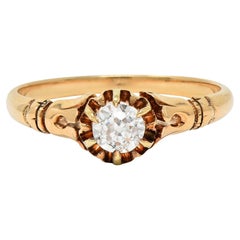 Victorian 0.30 CTW Old Mine Diamond 14 Karat Gold Antique Engagement Ring
