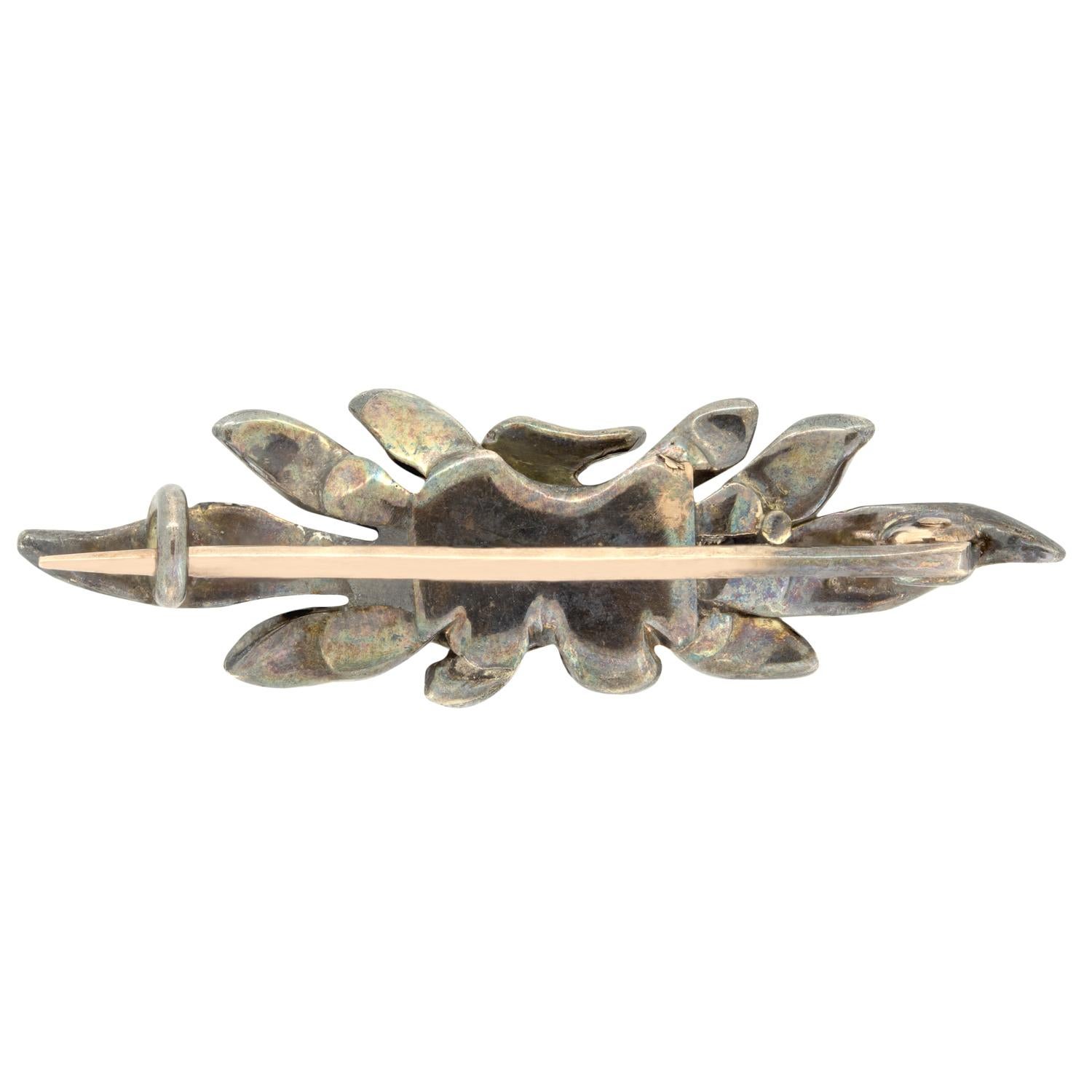 Taille rose Broche victorienne en forme de canard avec 0,30ct de diamant, c.1860s en vente