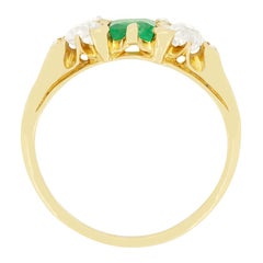 Victorian 0.30ct Emerald and Diamond Trilogy Ring, c.1880s