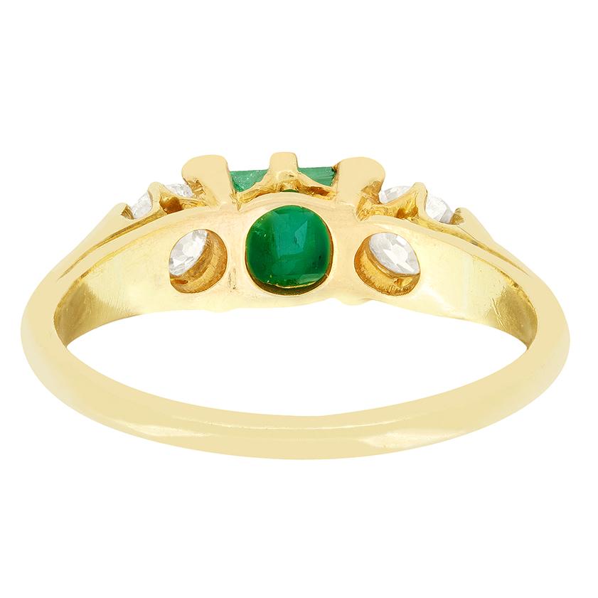 Taille carrée Bague trilogie victorienne de 0,30 ct d'émeraude et de diamant, c.I.C. en vente