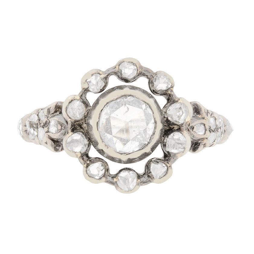 Victorian 0.30ct Rose Cut Diamond Cluster ring, c.1870s For Sale