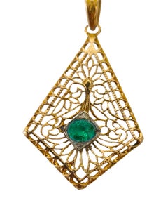 Pendentif victorien en émeraude naturelle de 0,32 carat pour femmes