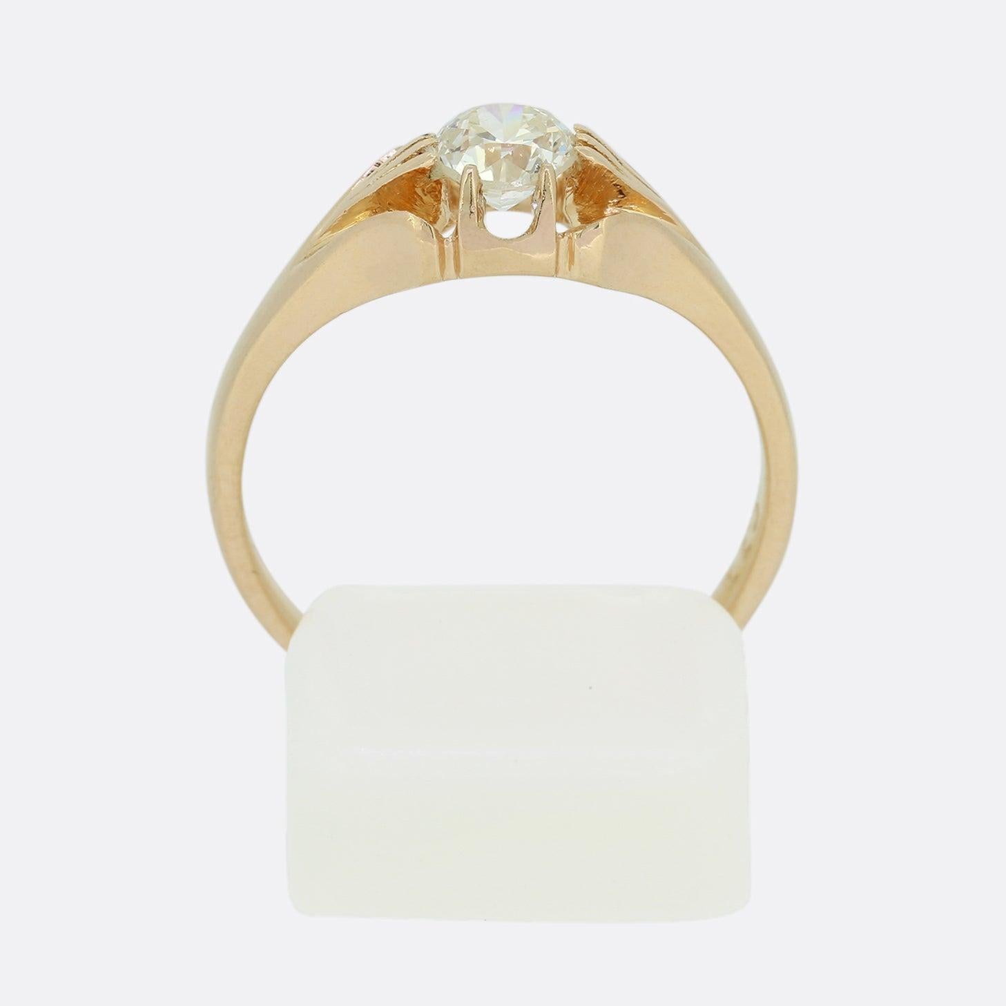 Victorian 0.35 Carat Old Cut Diamond Gypsy Ring In Good Condition For Sale In London, GB
