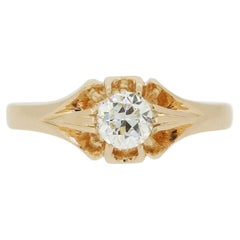 Antique Victorian 0.35 Carat Old Cut Diamond Gypsy Ring