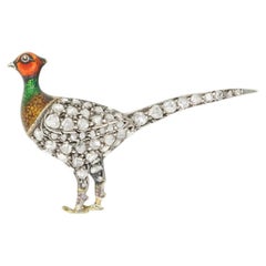 Victorian 0.35ct Diamond Pheasant Brooch, c.1880s