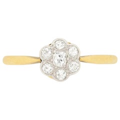 Bague grappe victorienne en forme de marguerite avec diamants de 0,40 carat, c. 1900