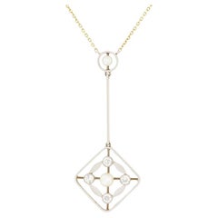 Victorian 0.40ct Diamond and Pearl Drop Necklace, c.1900s