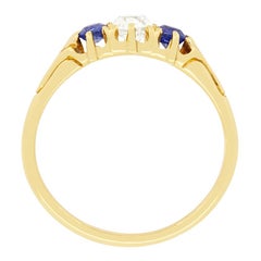Victorian 0.40ct Diamond and Sapphire Trilogy Ring, c.1880s