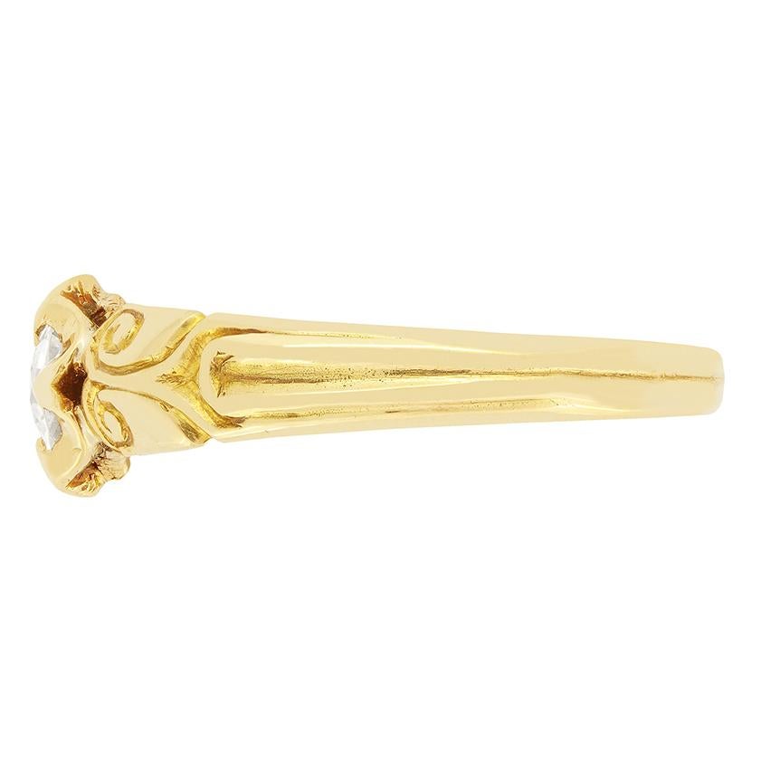 Old European Cut Victorian 0.40ct Diamond Solitaire Ring, c.1880s For Sale