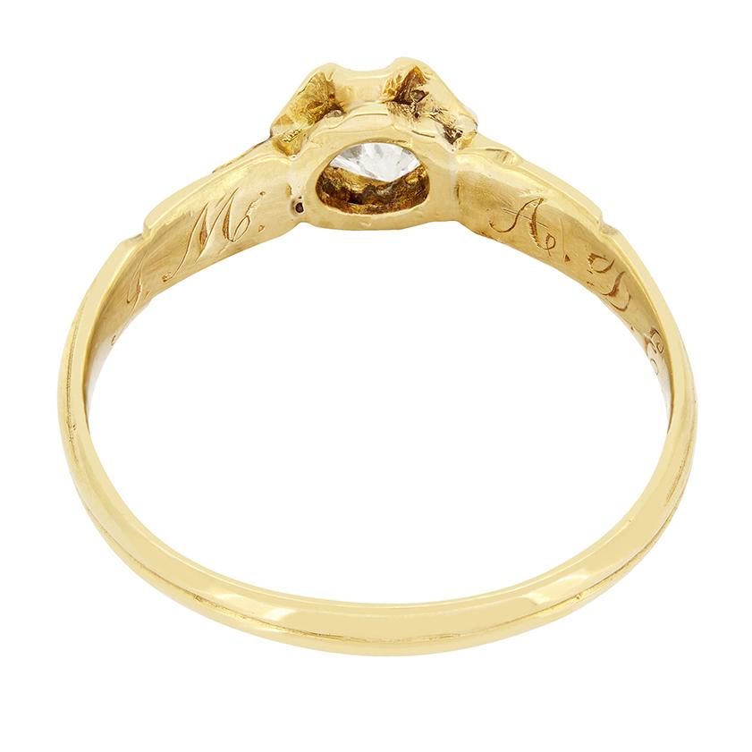 Victorian 0.40ct Diamond Solitaire Ring, c.1880s In Good Condition For Sale In London, GB
