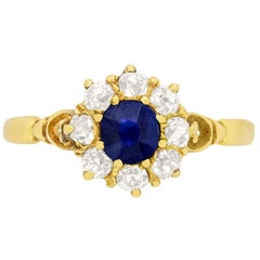 Victorian 0.40 Carat Sapphire and Diamond Halo Ring, circa 1900s