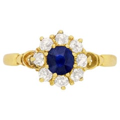 Victorian 0.40ct Sapphire and Diamond Halo Ring, c.1900s