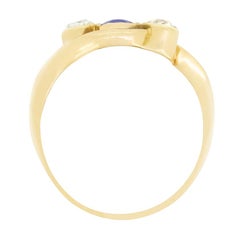 Victorian 0.40ct Sapphire and Diamond Three Stone Twist Ring, c.1880s