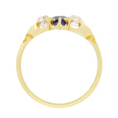 Victorian 0.40ct Sapphire and Diamond Trilogy Ring, c.1880s