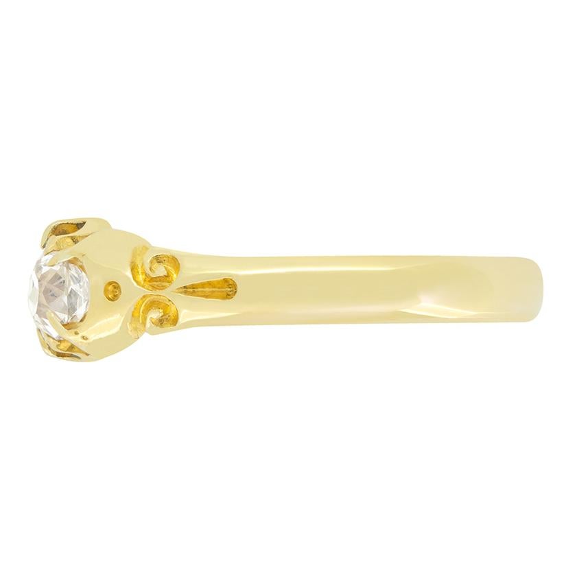 Vittoriano Anello vittoriano a trilogia con zaffiro e diamante da 0,40 carati, 1880 ca. in vendita