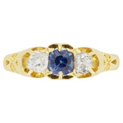 Victorian 0.40ct Sapphire and Diamond Trilogy Ring, c.1880s