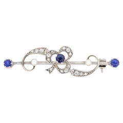Victorian 0.40ct Sapphire, Diamond and Pearl Clover Brooch, c.1900s