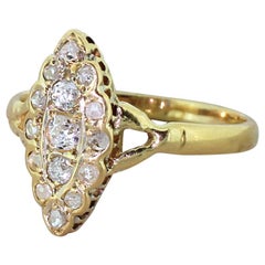 Victorian 0.41 Carat Old Cut and Rose Cut Diamond Navette Ring