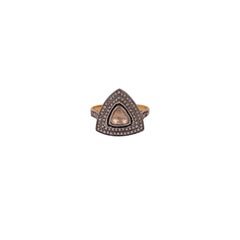 Victorian 0.44 Carats Antique Cut Diamond 18k Gold Silver Ring