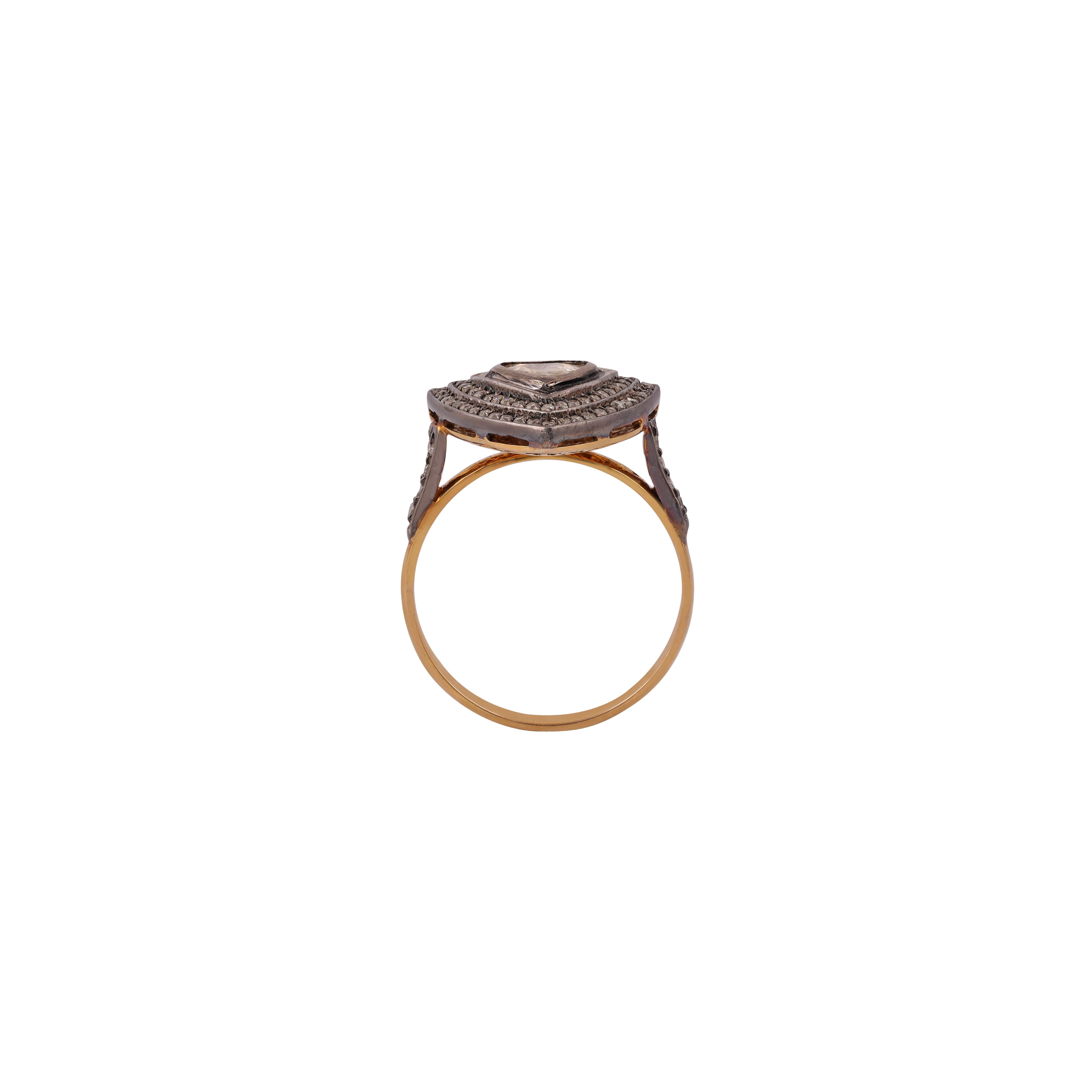 Viktorianisch  0,44 Karat Diamant im Antikschliff 18k Gold Silber Ring (Art déco) im Angebot