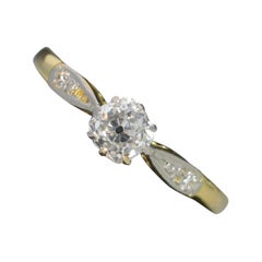 Victorian 0.45 Carat Old Cut Diamond 18 Carat Gold Platinum Engagement Ring