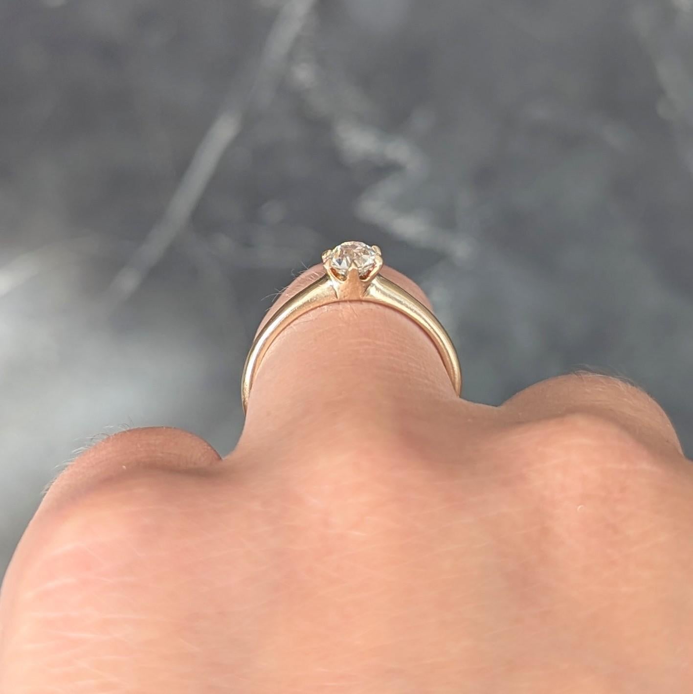 Anello di fidanzamento antico solitario in oro 14K Victorian 0.45 CTW Old Mine Cut in vendita 4