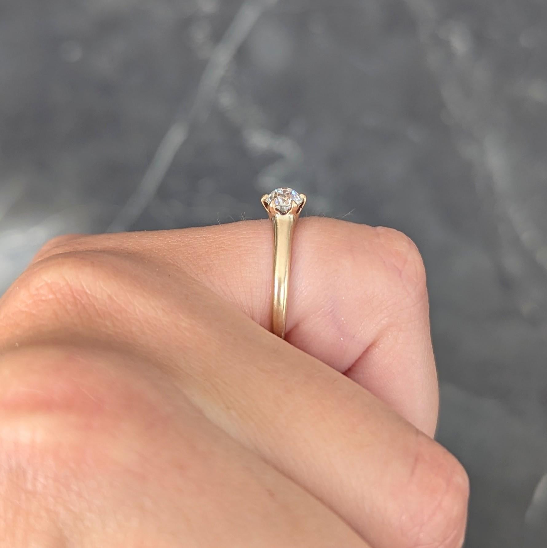 Anello di fidanzamento antico solitario in oro 14K Victorian 0.45 CTW Old Mine Cut in vendita 5