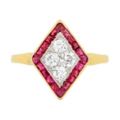 Antique Victorian 0.50 Carat Diamond and Ruby Ring, circa 1880s