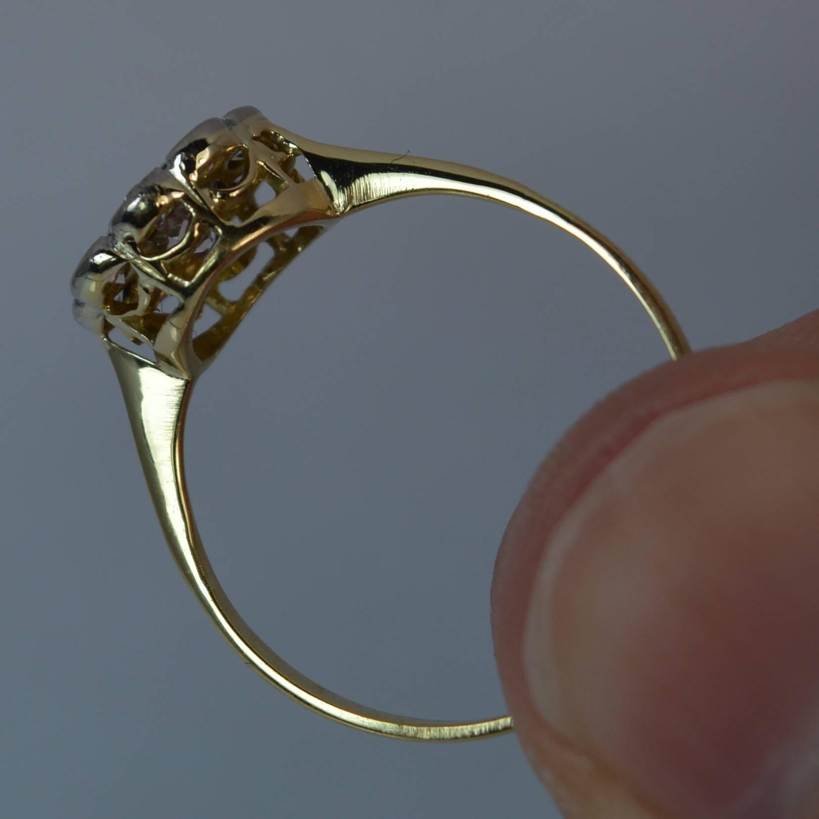 Old European Cut Victorian 0.50 Carat Old Cut Diamond 18 Carat Gold Cluster Ring