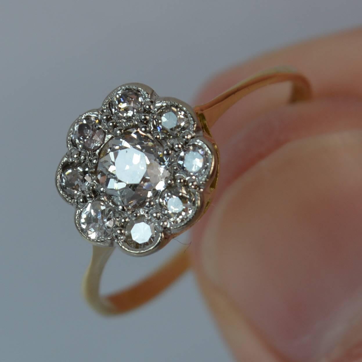 Victorian 0.50 Carat Old Cut Diamond 18 Carat Gold Cluster Ring In Good Condition In St Helens, GB