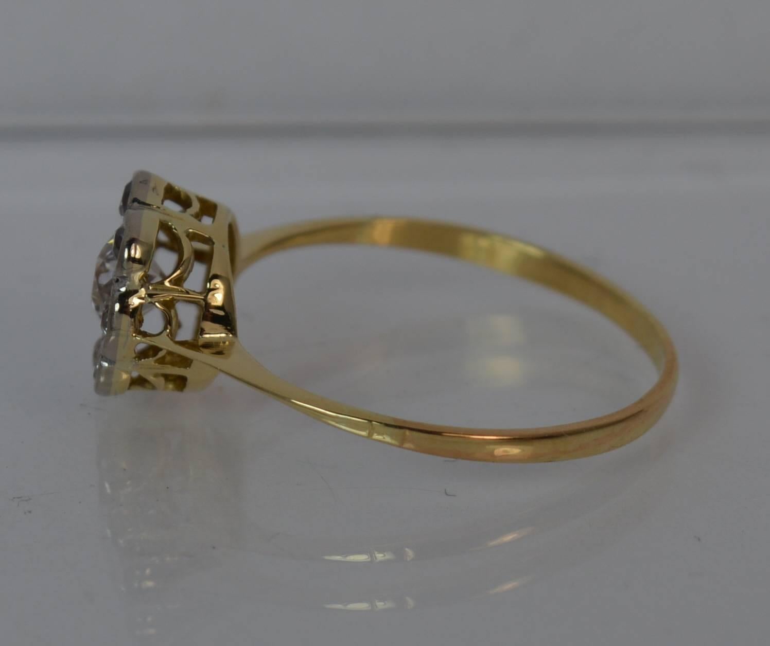 Victorian 0.50 Carat Old Cut Diamond 18 Carat Gold Cluster Ring 2