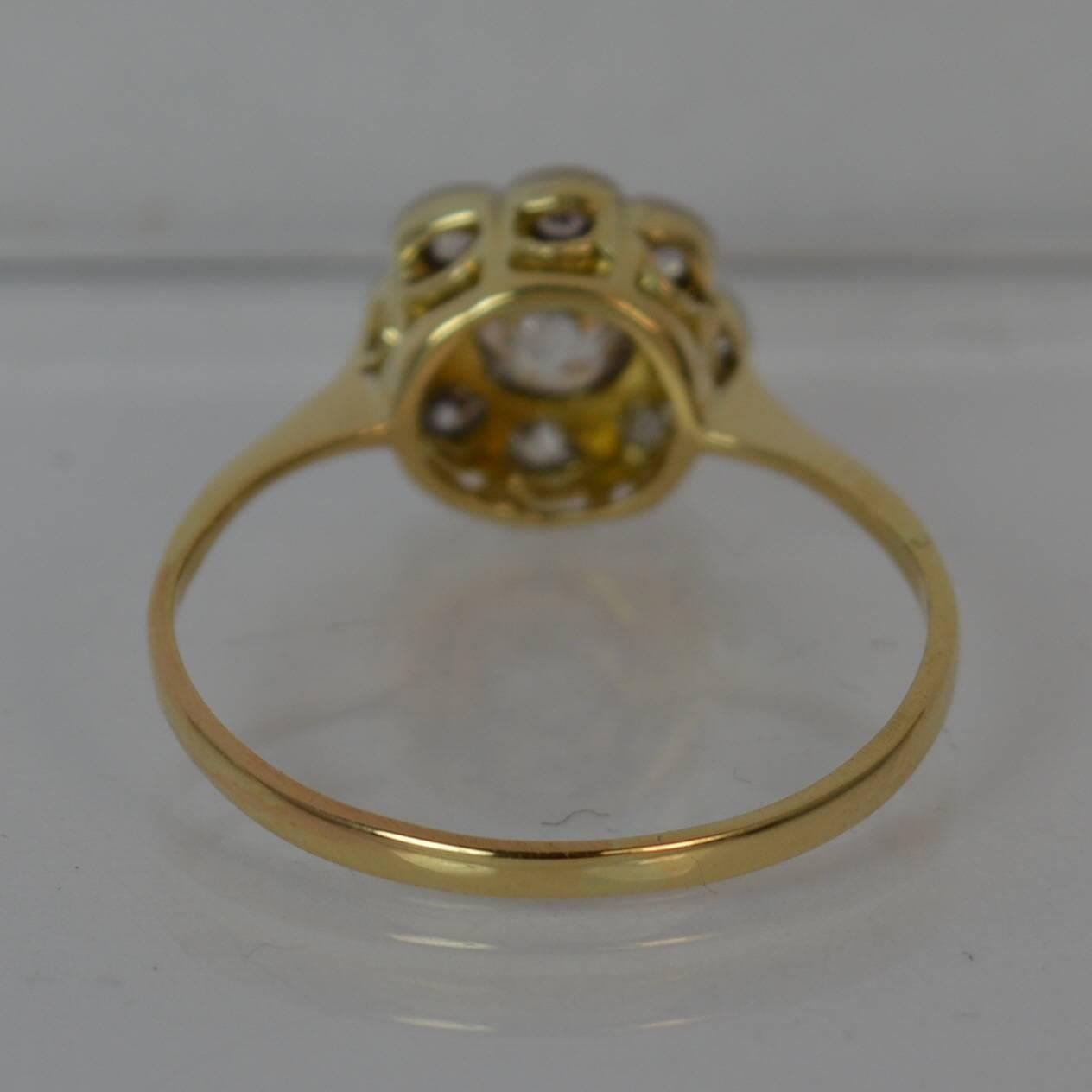 Victorian 0.50 Carat Old Cut Diamond 18 Carat Gold Cluster Ring 3