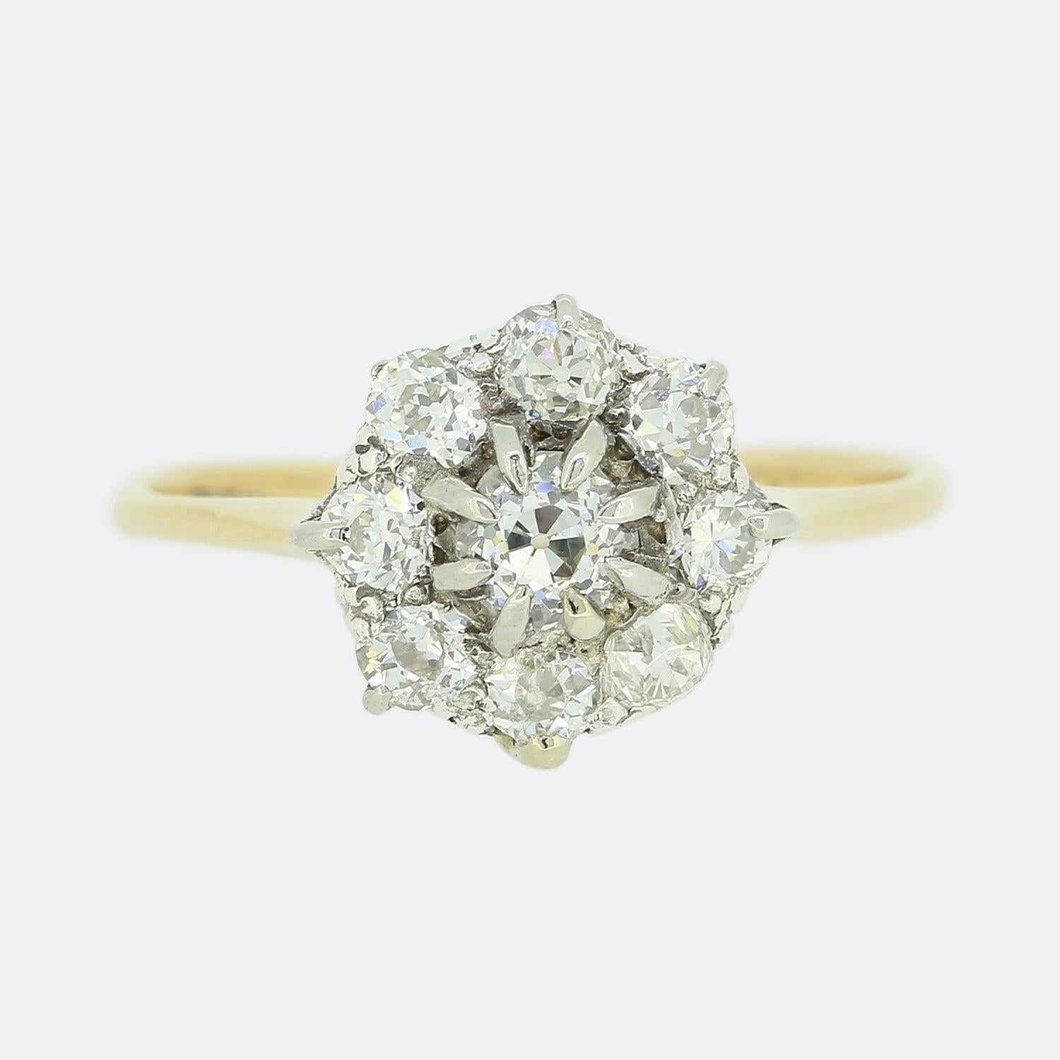 Viktorianischer 0.50 Karat Altschliff Diamant Cluster Ring im Zustand „Gut“ im Angebot in London, GB