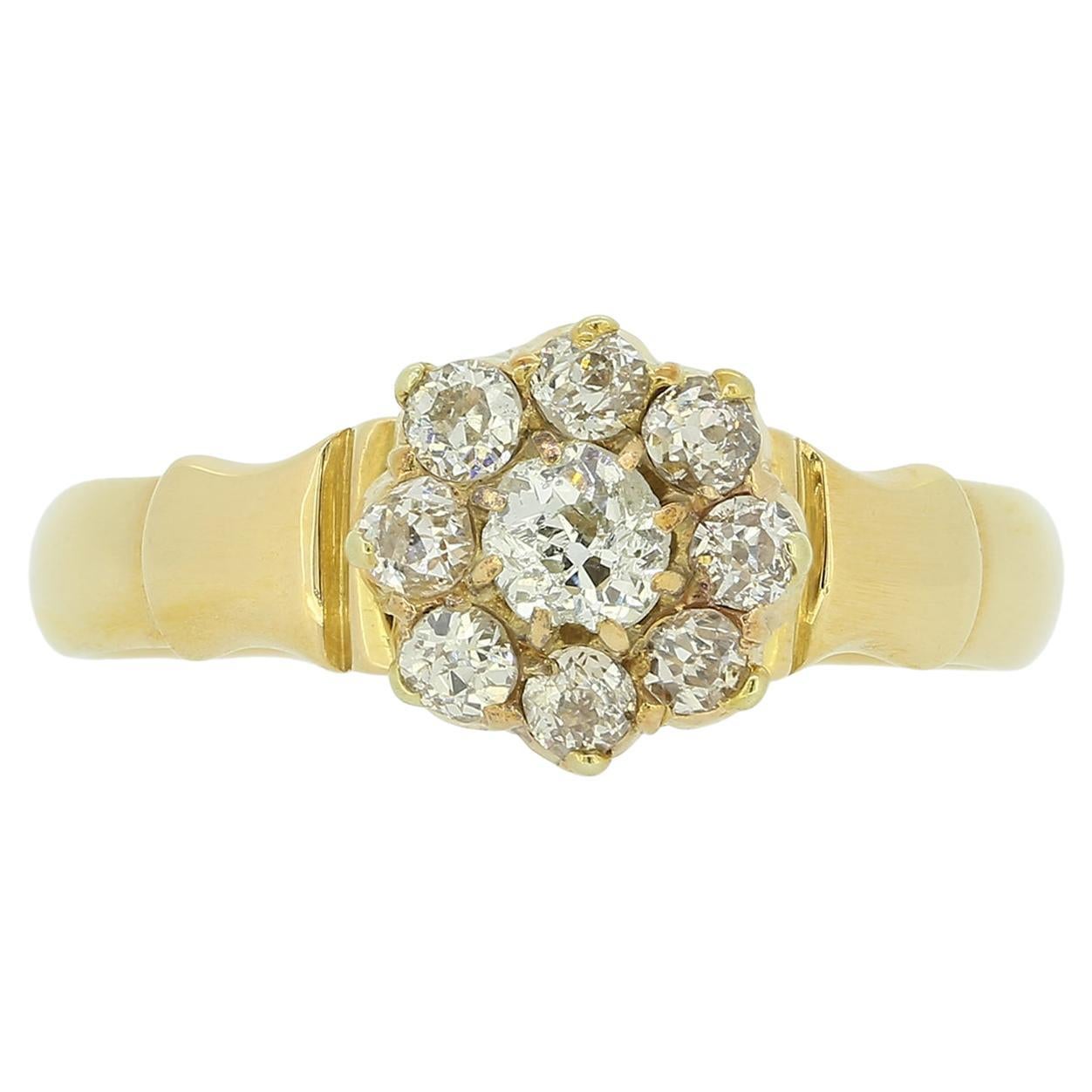 Victorian 0.50 Carat Old Cut Diamond Cluster Ring For Sale
