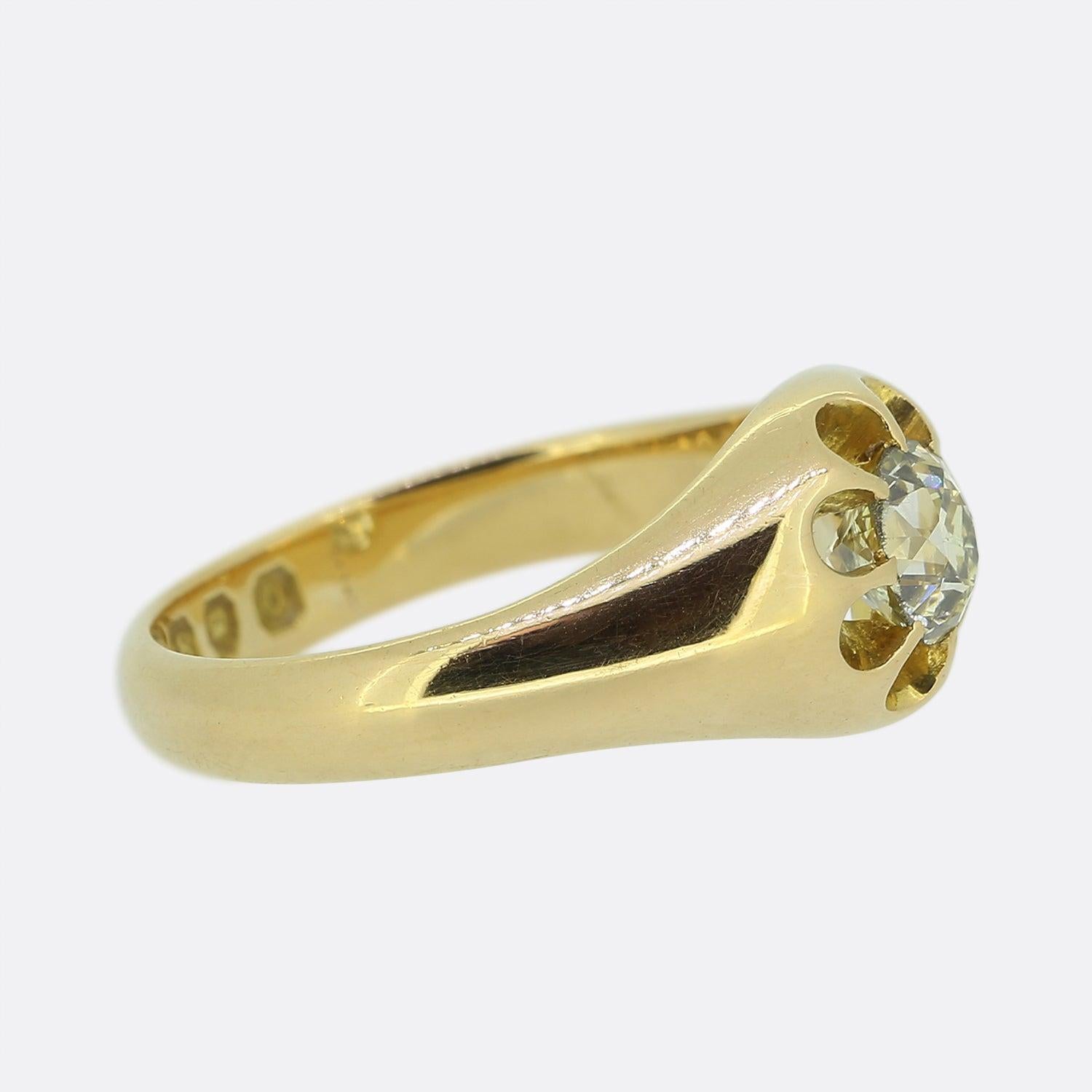 Old European Cut Victorian 0.50 Carat Old Cut Diamond Gypsy Ring