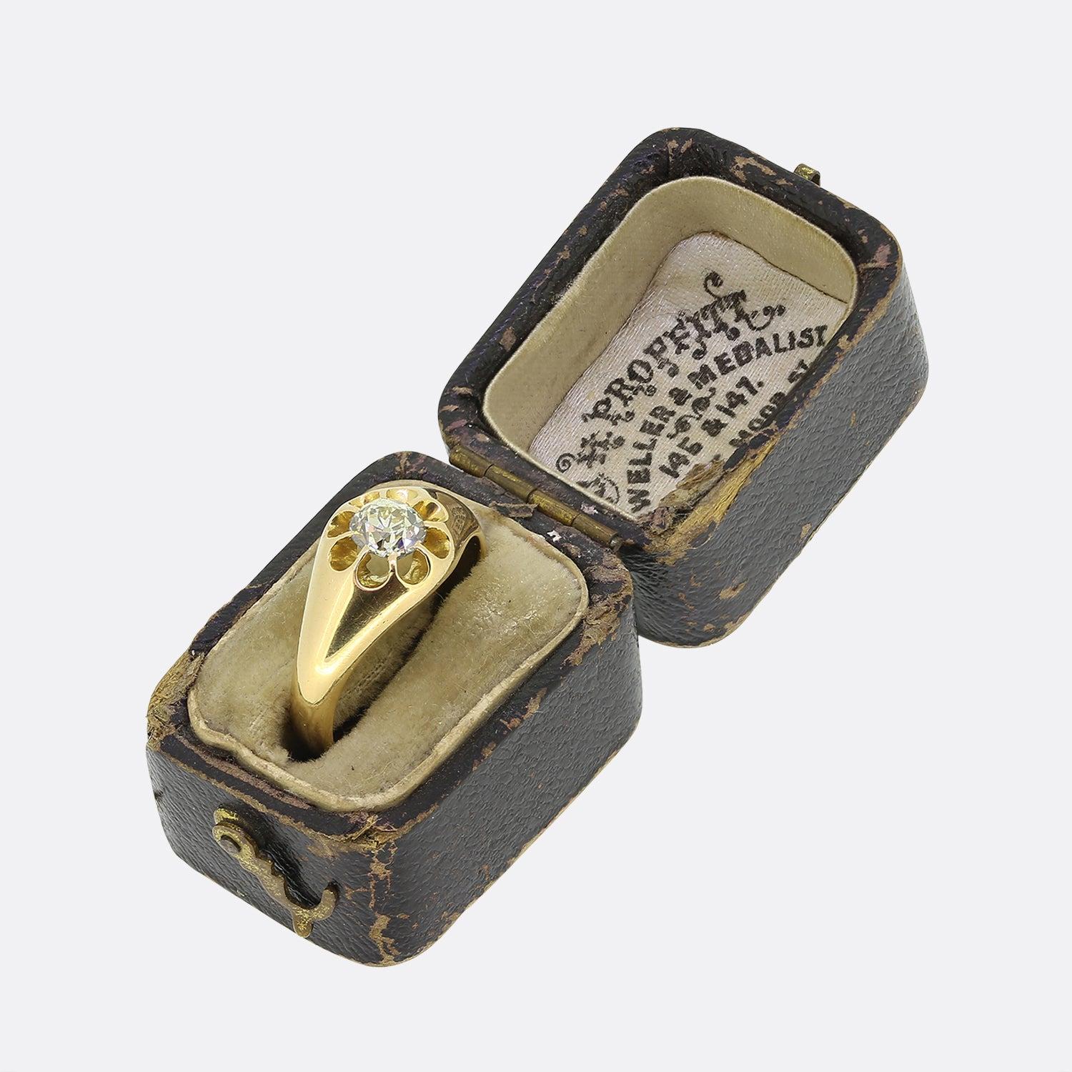 Victorian 0.50 Carat Old Cut Diamond Gypsy Ring 1