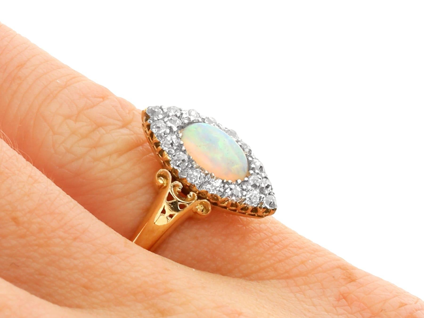 Victorian 0.50 Carat Opal and 0.33 Carat Diamond 18k Yellow Gold Dress Ring For Sale 5