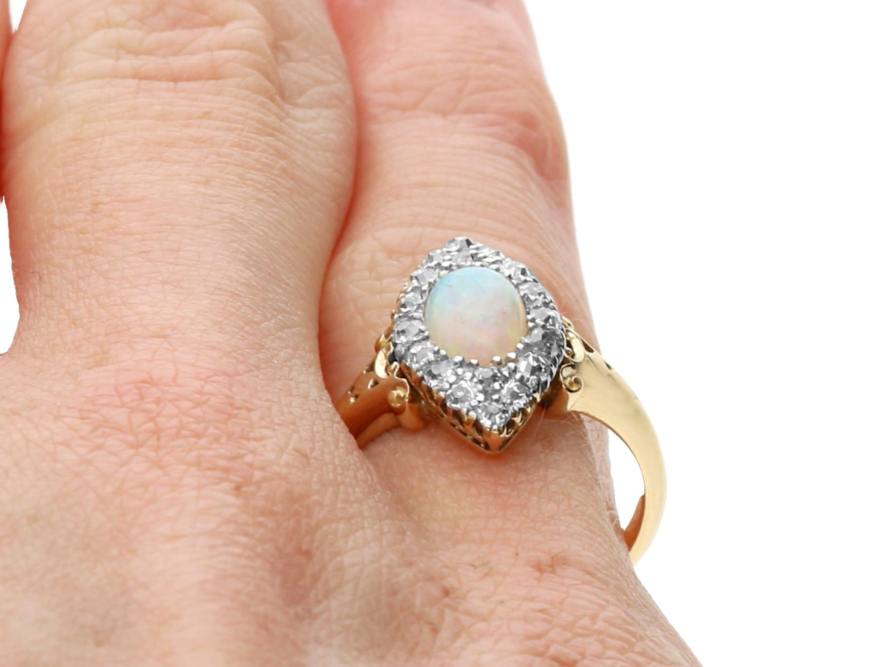 Victorian 0.50 Carat Opal and 0.33 Carat Diamond 18k Yellow Gold Dress Ring For Sale 6