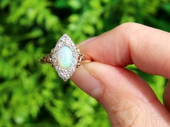 Victorian 0.50 Carat Opal and 0.33 Carat Diamond 18k Yellow Gold Cocktail Ring