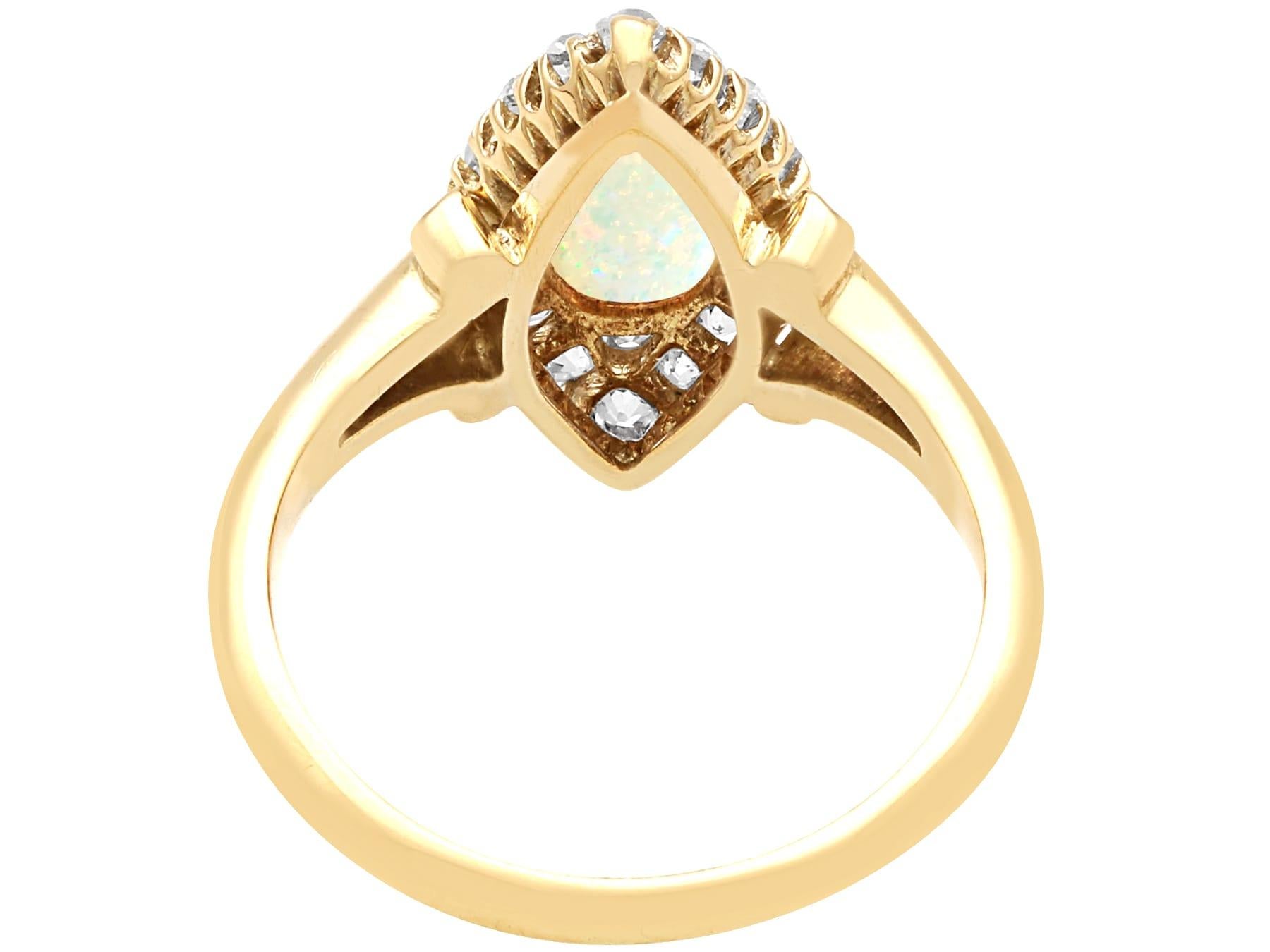 Victorian 0.50 Carat Opal and 0.33 Carat Diamond 18k Yellow Gold Dress Ring In Excellent Condition For Sale In Jesmond, Newcastle Upon Tyne