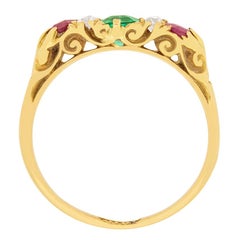 Victorian 0.50ct Emerald, Ruby and Diamond Ring, c.1880s