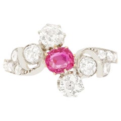 Viktorianischer Twist-Ring mit 0,50 Karat rosa Saphir und Diamant, um 1880