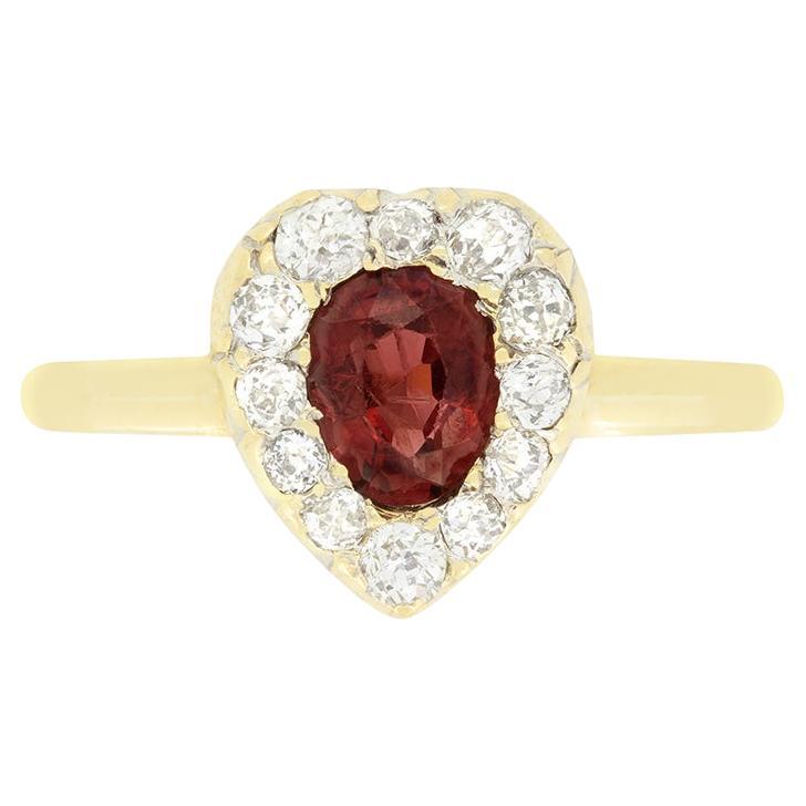 Victorian 0.50ct Ruby and Diamond Heart Cluster Ring, c.1880s